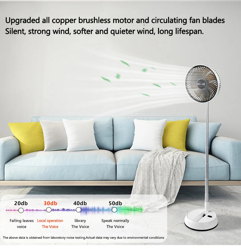 Ventilateur sur pied oscillant portable avec télécommande, ventilateur de bureau pliable, batterie aste, 62 piédestaux, camping