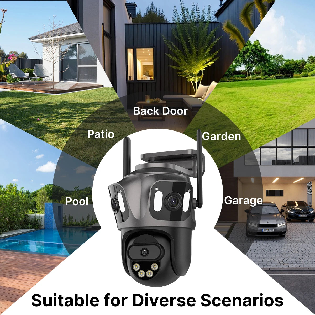 Caméra de surveillance extérieure sans fil pour jardin, piscine, garage et patio - sécurité domicile