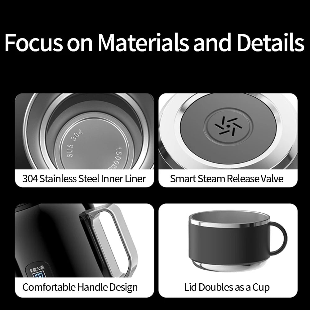 Gadget high-tech avec intérieur en acier inoxydable 304, valve vapeur intelligente, poignée ergonomique et couvercle tasse
