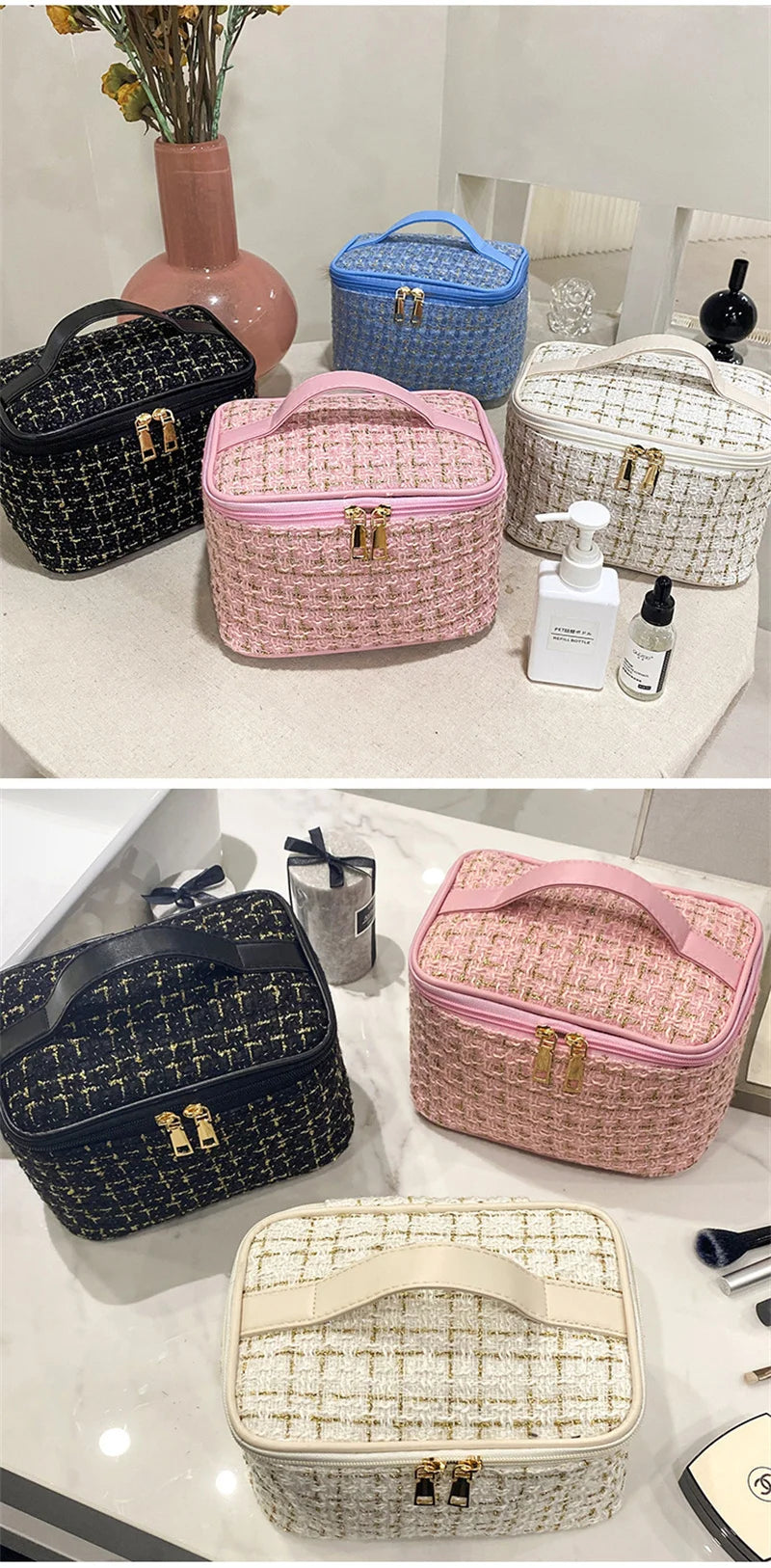 Nouvelle Trousse de Maquillage Portable pour Femme, Style Parfumé, Simple et Tendance, Grande Capacité, pour le Maquillage et les Voyages