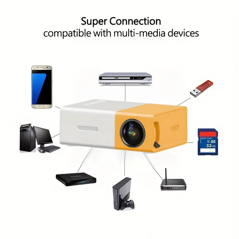Projecteur portable HD compatible smartphone, PC, console et carte SD