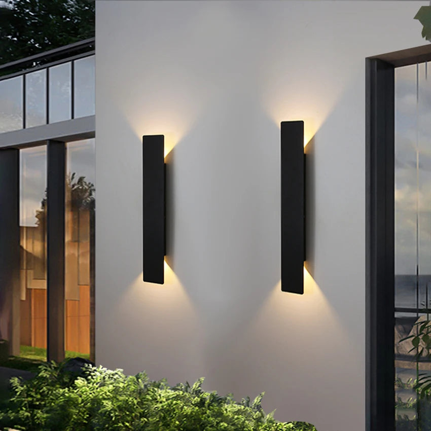 Applique murale extérieure étanche lampe à LED moderne noir blanc aluminium vers le haut lumière inférieure appliques étanche IP65 110V 220V luminaires