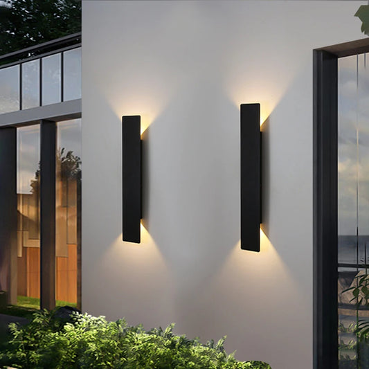 Applique murale extérieure étanche lampe à LED moderne noir blanc aluminium vers le haut lumière inférieure appliques étanche IP65 110V 220V luminaires
