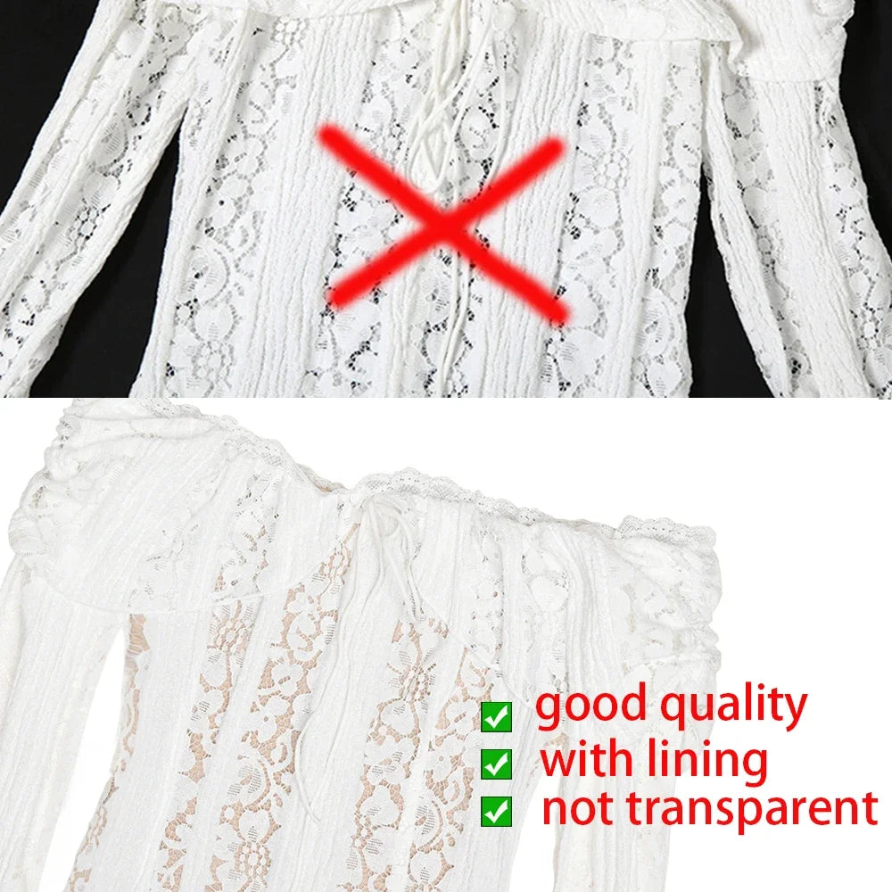 Suninheart Robe Longue Blanche Épaules Dénudées pour Événements - Robe de Soirée Rouge Manches Longues en Dentelle Élégante 2025 - Robe de Mariage Luxueuse, Robe de Bal pour Femmes