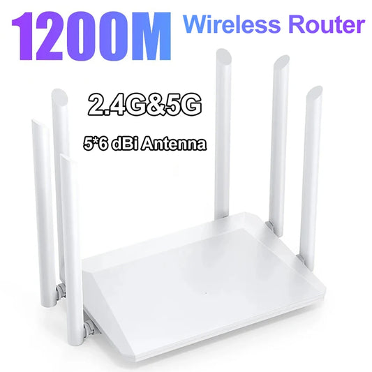 Répéteur de portée Wifi routeur sans fil double bande 2.4G 5G 1200Mbps avec antennes à Gain élevé 5 * 6dBi extension Wi-Fi à couverture plus large