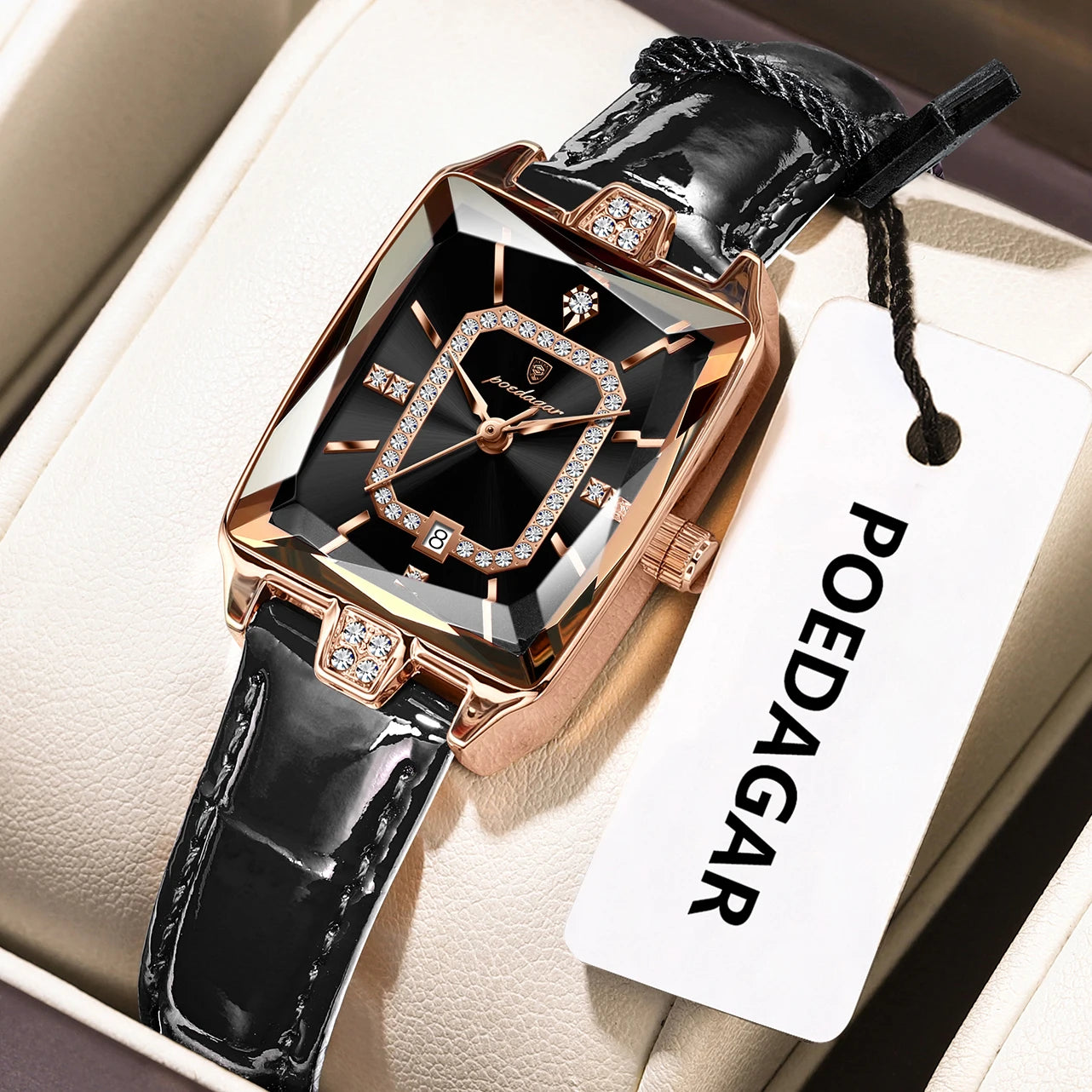 POEDAGAR Original luxe femmes montre-bracelet étanche en cuir Date femme montre élégante de haute qualité Quartz femmes montres Reloj