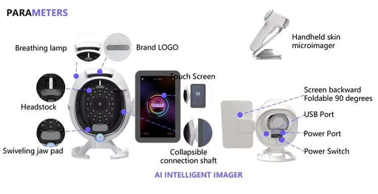Analyseur de peau visuel facial intelligent 3D numérique AI, haute Configuration 36 millions A6, avec détecteur microscopique portatif, 2026