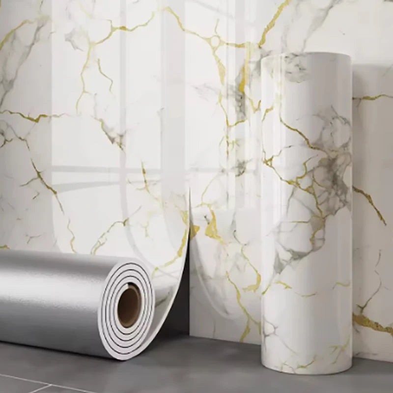 Papier peint auto-adhésif en mousse épaisse de marbre, 1 rouleau, Imitation de carrelage, autocollant mural imperméable pour salle de bains, décoration de salon