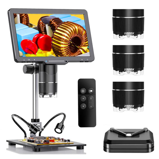 Microscope numérique HDMI 2500X, 3 objectifs 2K, caméra vidéo, écran IPS 10.1 pouces, bricolage, réparation de téléphones électroniques, outils de soudage