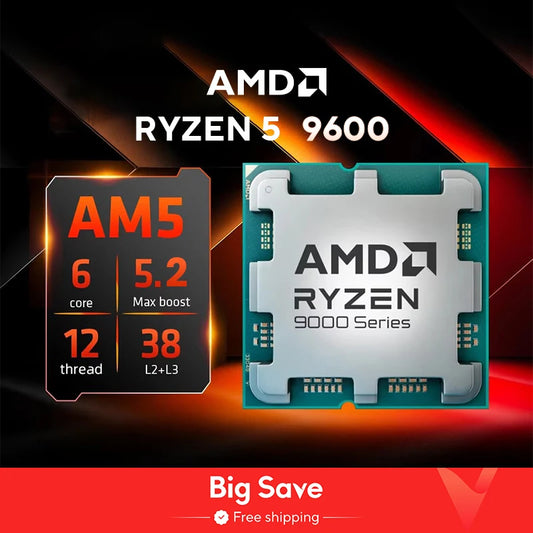 AMD Ryzen 5 9600 tout nouveau processeur 5.2GHz 6 cœurs 12 threads 38 mo de Cache 4NM TDP 65W Socket AM5 processeur de jeu sans emballage