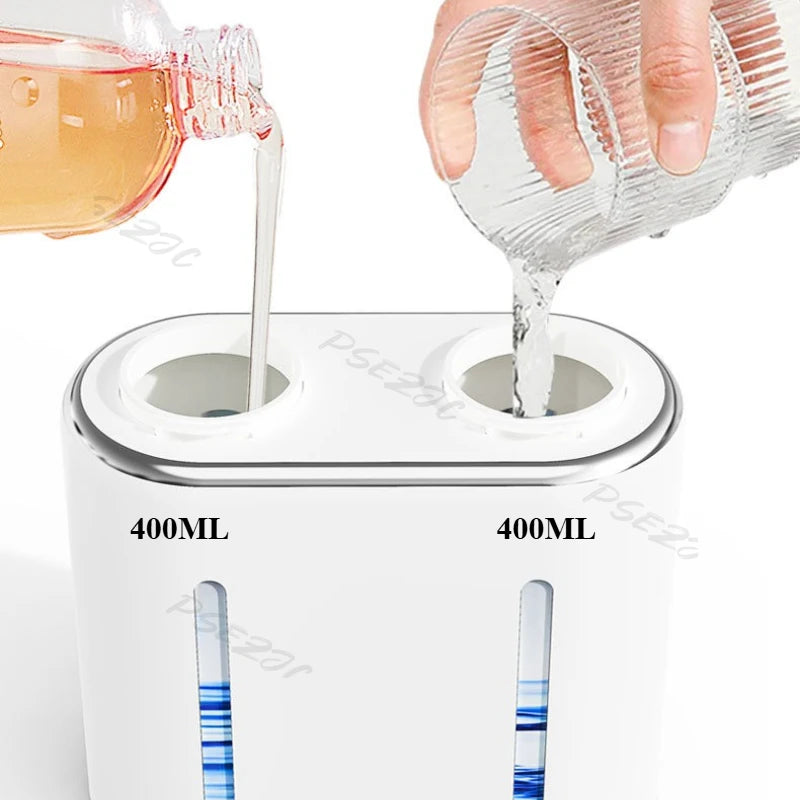 Humidificateur double réservoir 400ml, remplissage facile eau et huile essentielle, design moderne