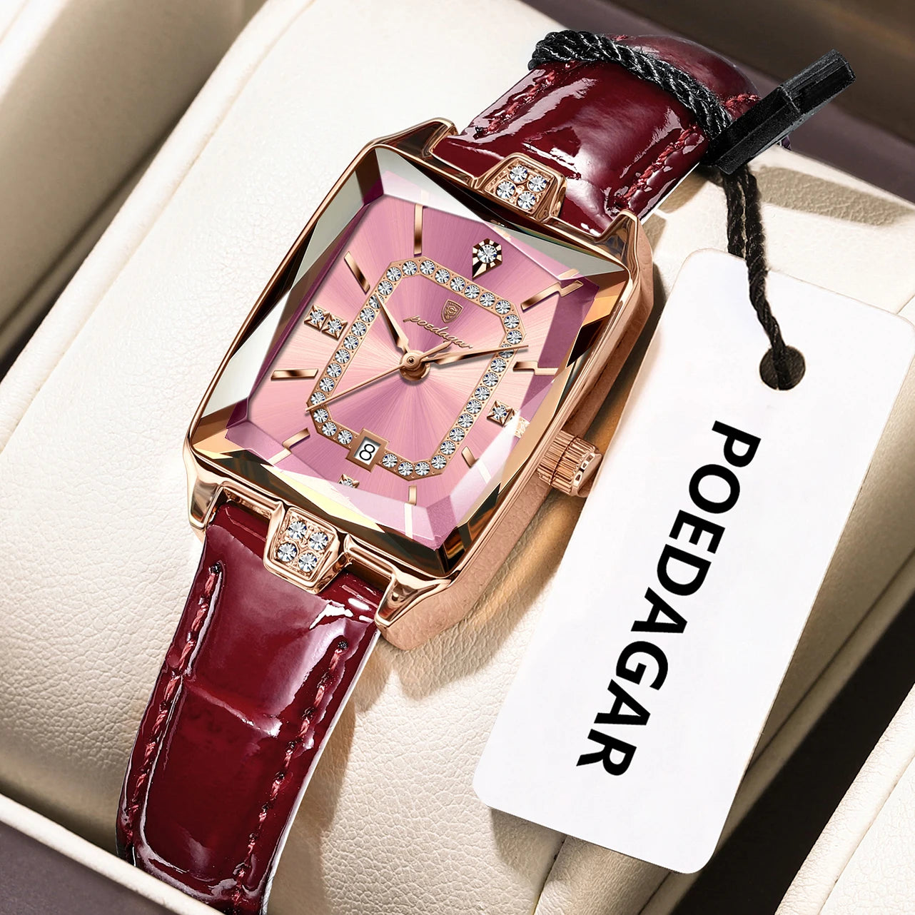POEDAGAR Original luxe femmes montre-bracelet étanche en cuir Date femme montre élégante de haute qualité Quartz femmes montres Reloj