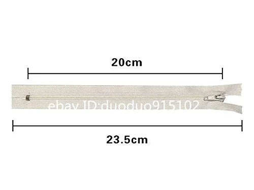 Fermeture éclair beige 20 cm, longueur totale 23.5 cm, pour vêtements ou accessoires