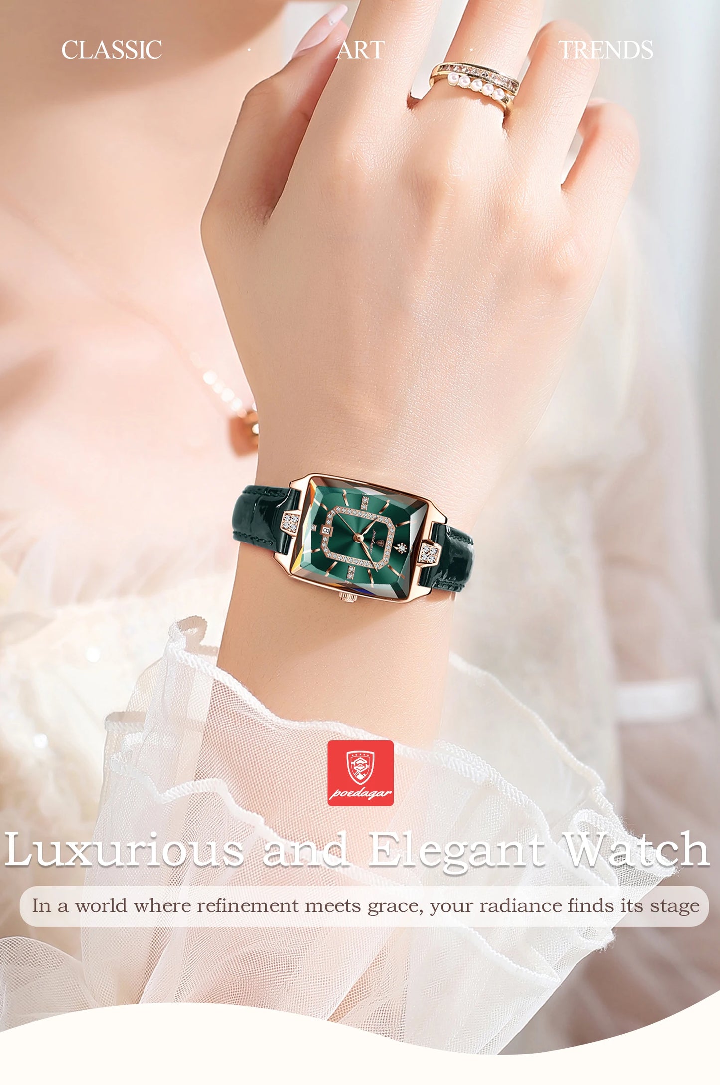 POEDAGAR Original luxe femmes montre-bracelet étanche en cuir Date femme montre élégante de haute qualité Quartz femmes montres Reloj