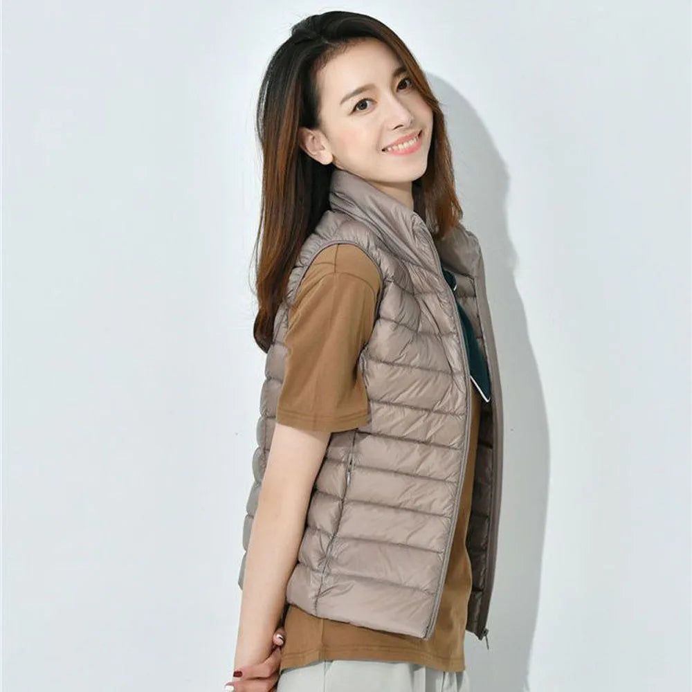 Nouveau Gilet Ultra Léger en Duvet pour Femme 2026 – Veste Sans Manches Slim Portable Coupe-Vent Légère pour Fille