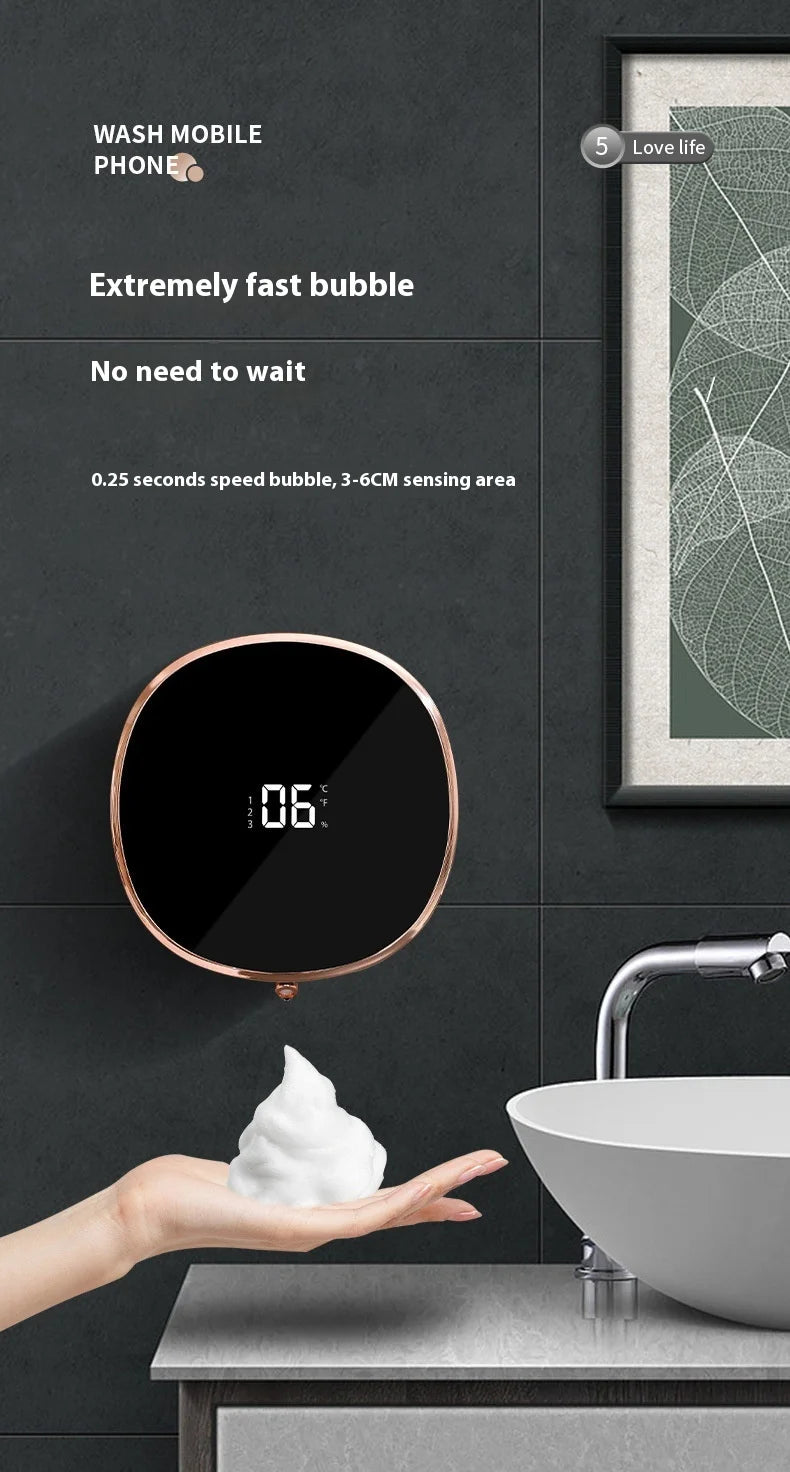 Distributeur automatique de savon liquide pour vaisselle, rechargeable, électrique, à fixation murale, à capteur, moussant, intelligent, sans contact, pour cuisine et salle de bain