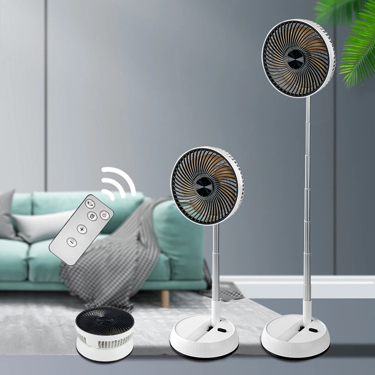Ventilateur sur pied oscillant portable avec télécommande, ventilateur de bureau pliable, batterie aste, 62 piédestaux, camping