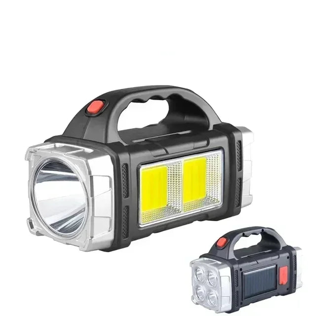 2024 lampe de poche LED puissante USB + lampe de poche solaire Rechargeable COB torche de Camping en plein air projecteur Portable batterie externe en plein air