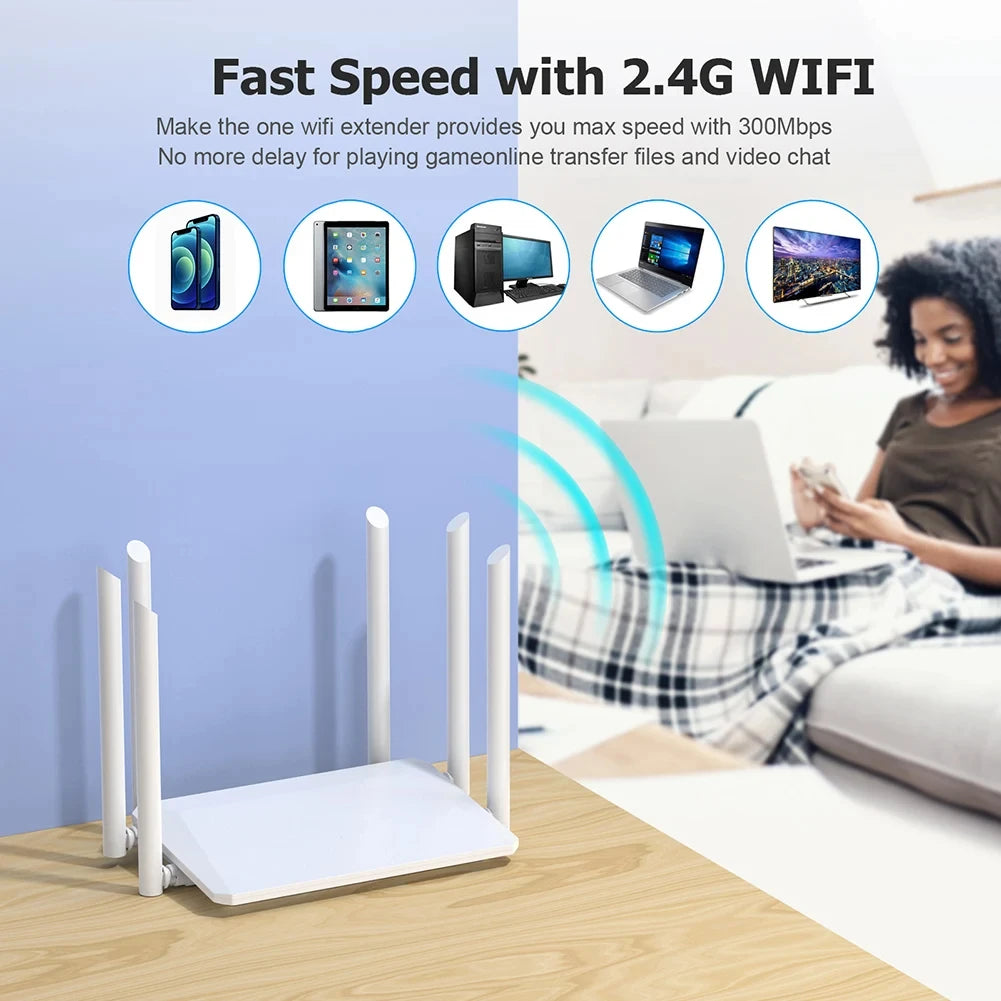 Répéteur de portée Wifi routeur sans fil double bande 2.4G 5G 1200Mbps avec antennes à Gain élevé 5 * 6dBi extension Wi-Fi à couverture plus large