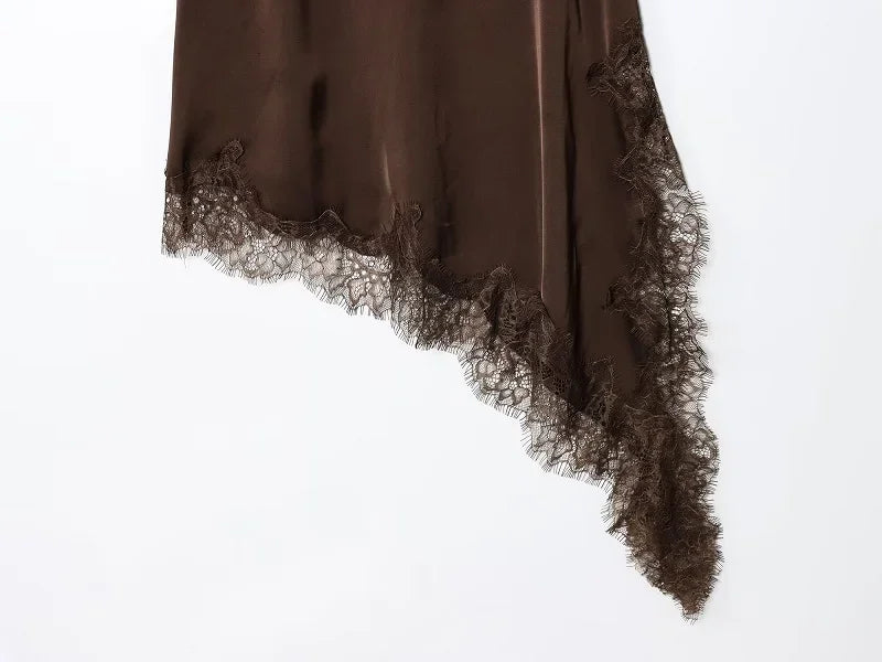 MUJER 2025 dentelle robe femme noir dos nu robes courtes pour les femmes asymétrique fête femmes robe d'été Satin robes Sexy