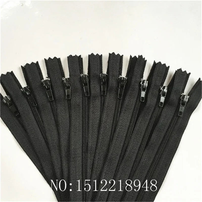 Fermetures éclair noires en nylon, accessoires de couture et bricolage, lot de pièces de rechange