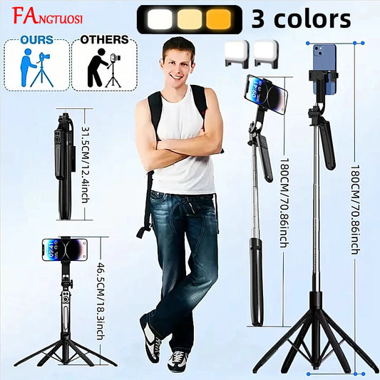 FANGTUOSI trépied 1800mm pour appareil photo Smartphone, support de trépied avec obturateur Bluetooth, supports de perche à Selfie sans fil support de téléphone