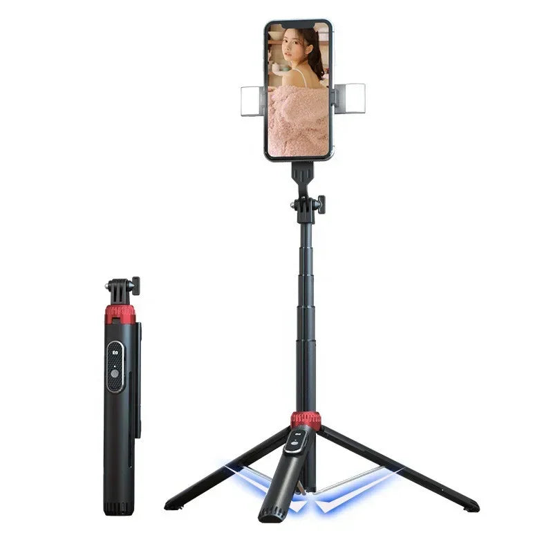 Trépied perche à selfie P160 de 1.6 m, support de téléphone portable rétractable en alliage d'aluminium avec Bluetooth aste pour IOS Android