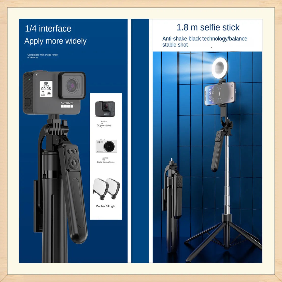 FANGTUOSI trépied 1800mm pour appareil photo Smartphone, support de trépied avec obturateur Bluetooth, supports de perche à Selfie sans fil support de téléphone
