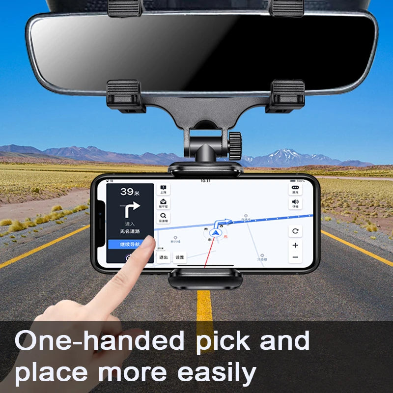 SEAMETAL-Support de téléphone pour rétroviseur de voiture, réglage de la rotation libre, pince stable, support de téléphone pour smartphone, navigation rapide, ket