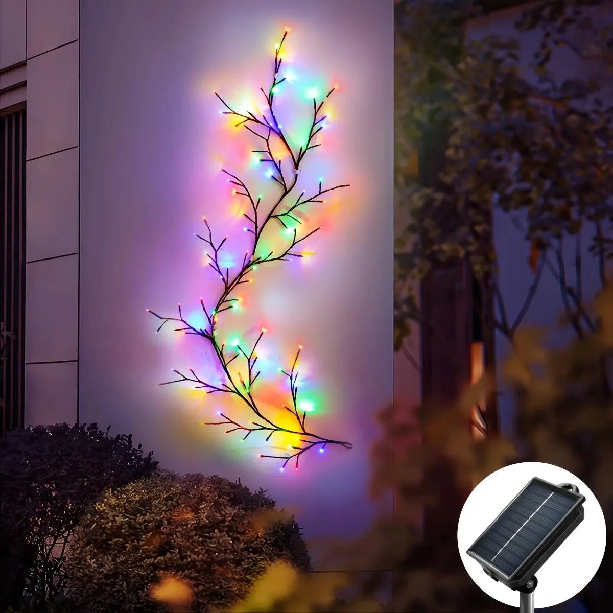 1PC 96LED s lumières de vigne de saule solaire, bricolage extérieur étanche chaîne lumières, lampes murales pour jardin, porche, magasin, terrasse, décor de voie