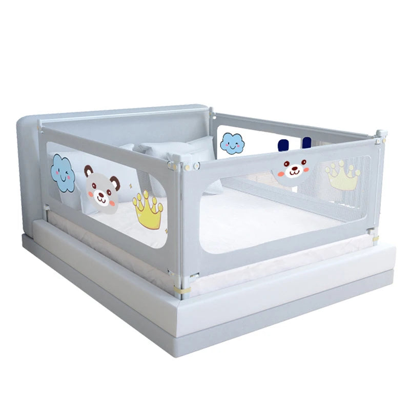 Barrière de lit bébé avec motifs ours et couronne, sécurité enfant pour lit double