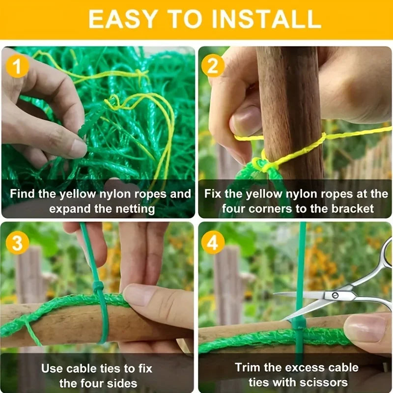 Filet d'escalade de jardin robuste – Tralier en nylon résistant aux UV pour concombre, luffa et fleurs