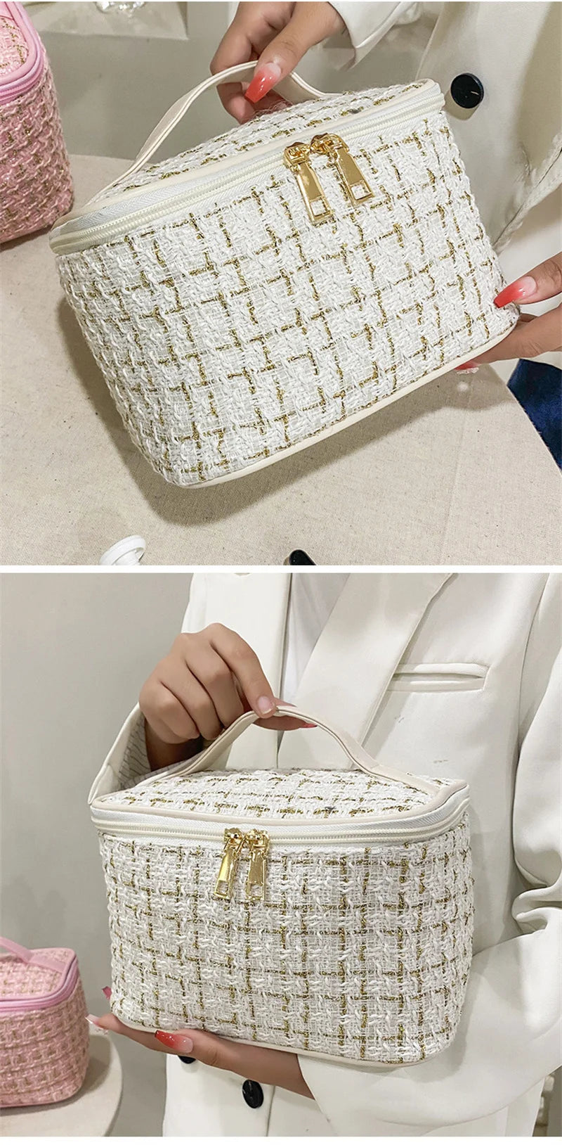 Nouvelle Trousse de Maquillage Portable pour Femme, Style Parfumé, Simple et Tendance, Grande Capacité, pour le Maquillage et les Voyages