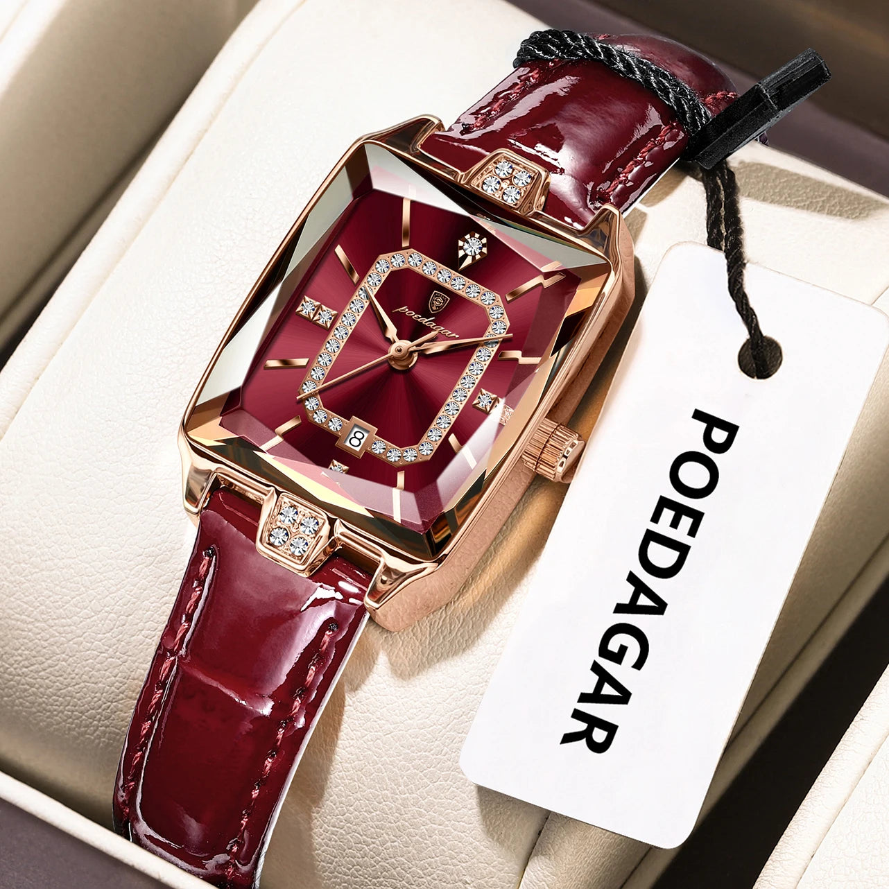 POEDAGAR Original luxe femmes montre-bracelet étanche en cuir Date femme montre élégante de haute qualité Quartz femmes montres Reloj