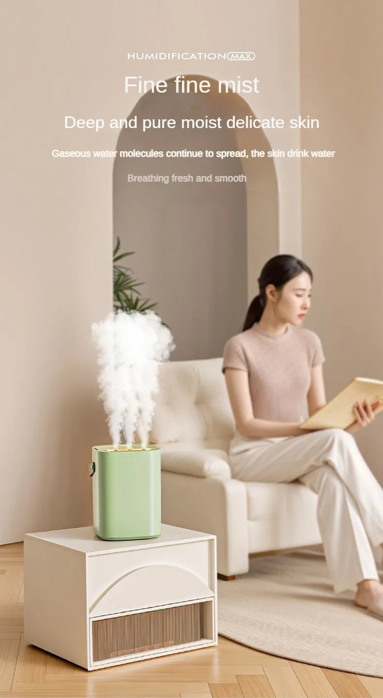 Humidificateur à trois buses 1,8 l, vaporisateur d'aromathérapie de grande capacité, diffuseur d'huile essentielle, veilleuse domestique, humidificateur d'air