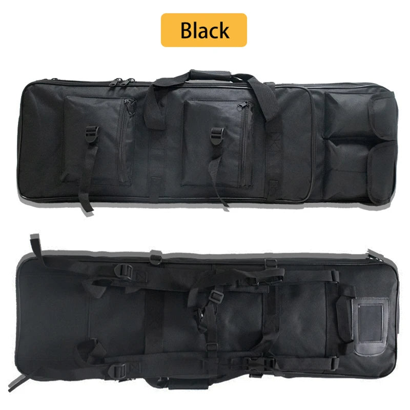 Sac de transport tactique noir pour fusil, avec poches multiples et sangles ajustables