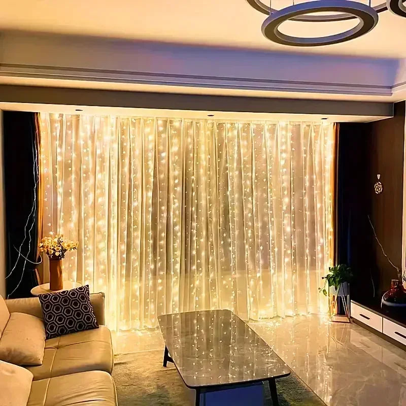 Guirlande lumineuse LED pour salon, ambiance chaleureuse et décorative, éclairage festif intérieur