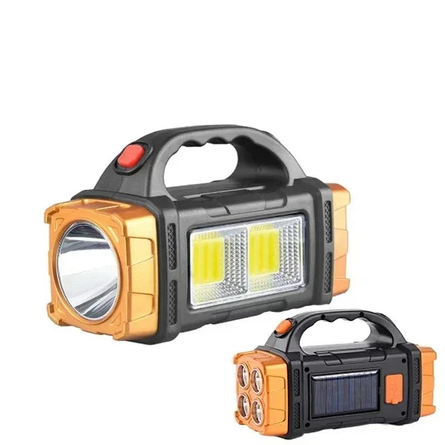 2024 lampe de poche LED puissante USB + lampe de poche solaire Rechargeable COB torche de Camping en plein air projecteur Portable batterie externe en plein air
