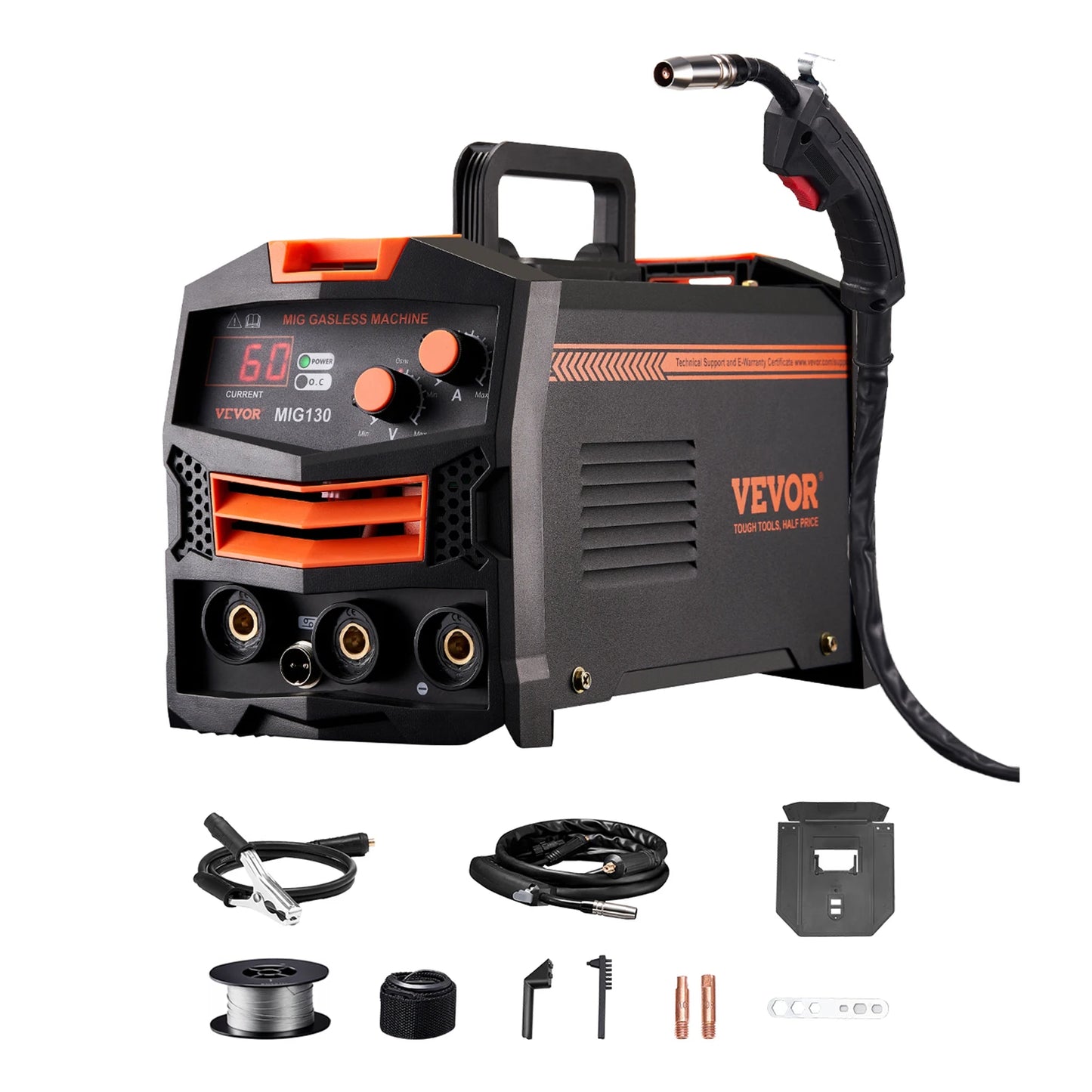 SucceBuy – soudeur MIG 130Amp, Machine à souder Mig synérique, noyau de Flux sans gaz, soudeur Mig Portable avec écran d'affichage numérique
