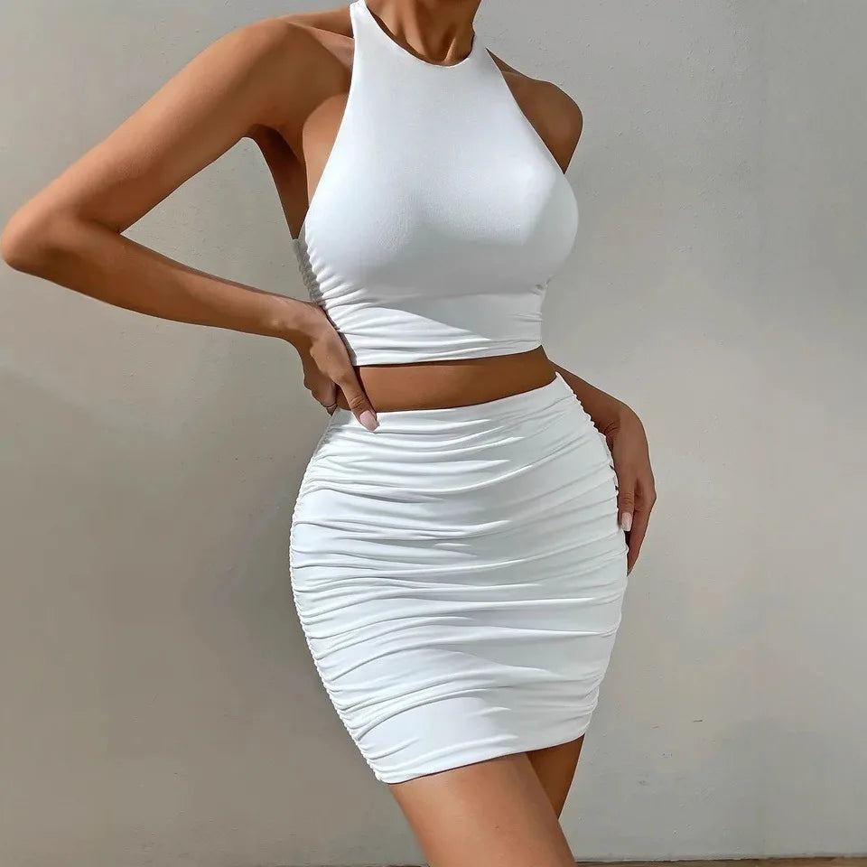 Ensemble de sacs de hanche sexy pour femmes, sans manches, col suspendu, sans bretelles, mode tempérament, gilet, nouvelle collection été