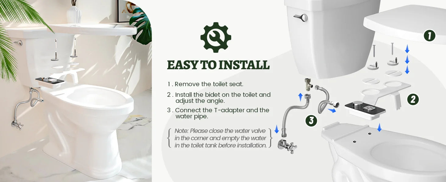 Installation facile d'un siège de toilette avec bidet intégré, guide étape par étape pour une pose rapide et sécurisée