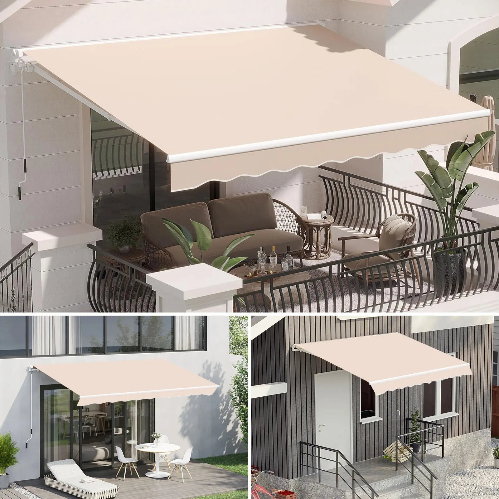 Store extérieur beige pour balcon et terrasse, protection solaire et design moderne