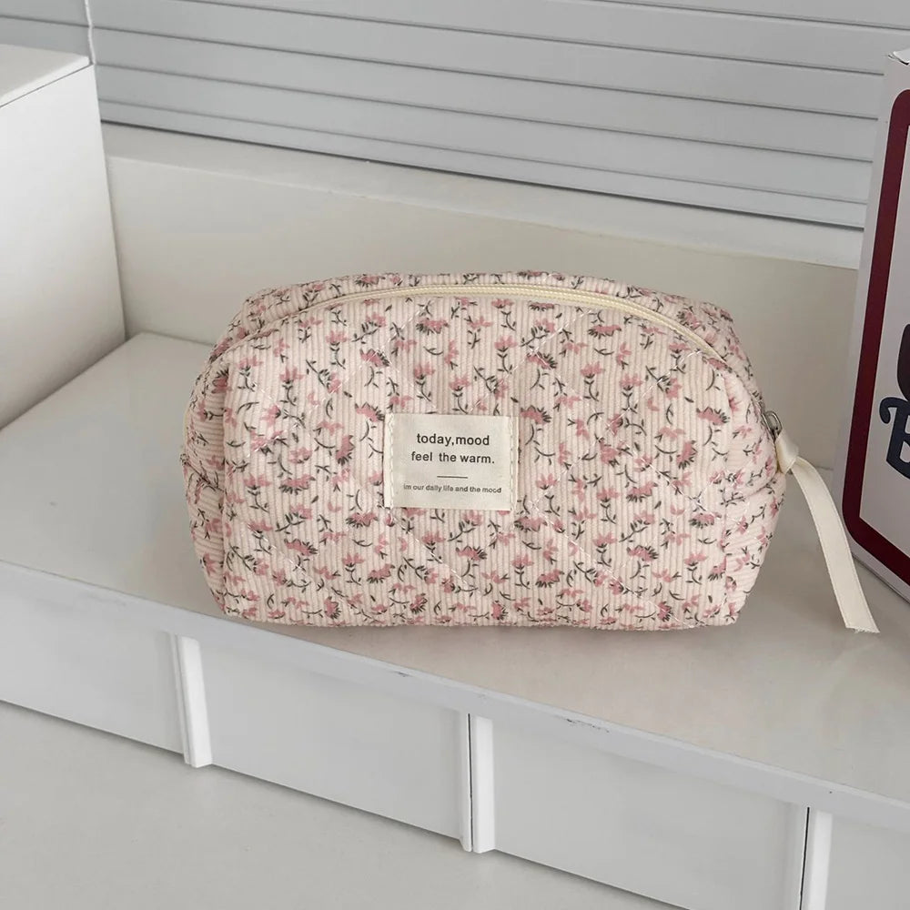 Pochette à cosmétiques Vintage pour femmes, imprimé Floral, sac à main de voyage, sac de rangement de maquillage, sac matelassé de grande capacité, vente en gros