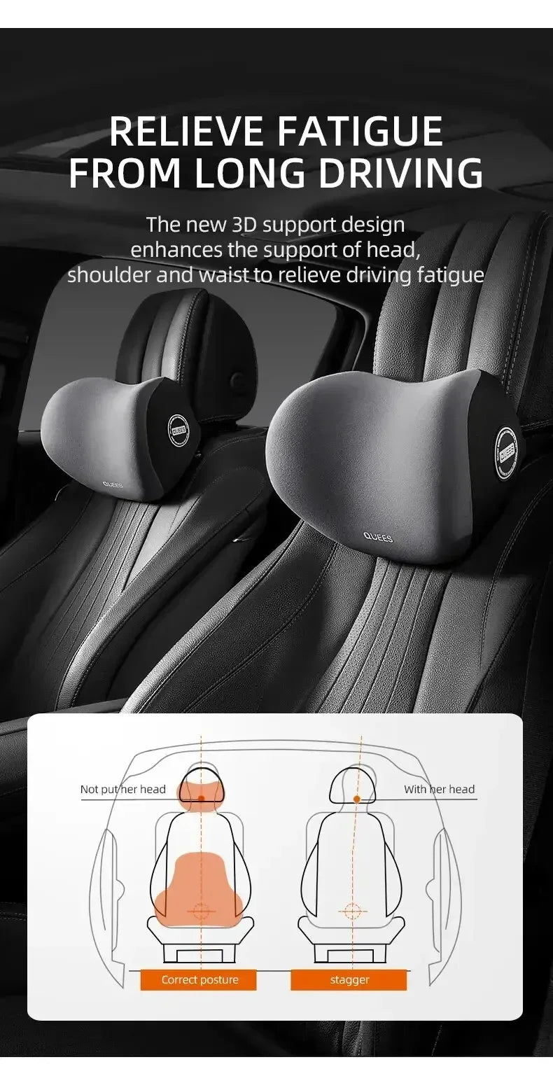 Appui-tête en mousse à mémoire de forme, ensemble de soutien lombaire, oreiller ergonomique pour le cou, coussin de dos, siège de conducteur de voiture, tissu Polyester respirant et confortable