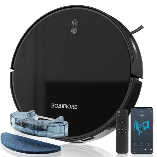 Robot aspirateur combiné serpillière, aspiration robotisée 6000PA, contrôle WiFi/voix, recharge automatique, poils d'animaux pour le nettoyage domestique robotisé