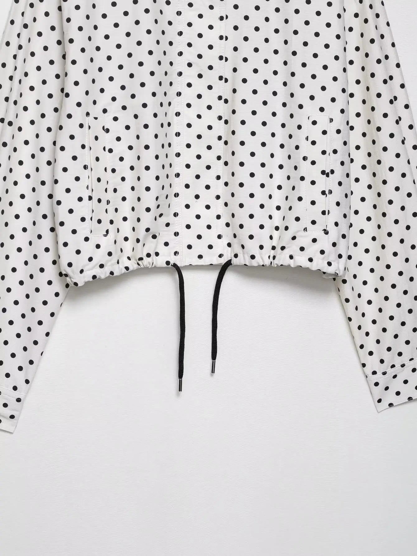 HH mode femmes à pois imprimé manteaux courts automne manches longues col roulé fermeture éclair avec poches cordon veste décontractée