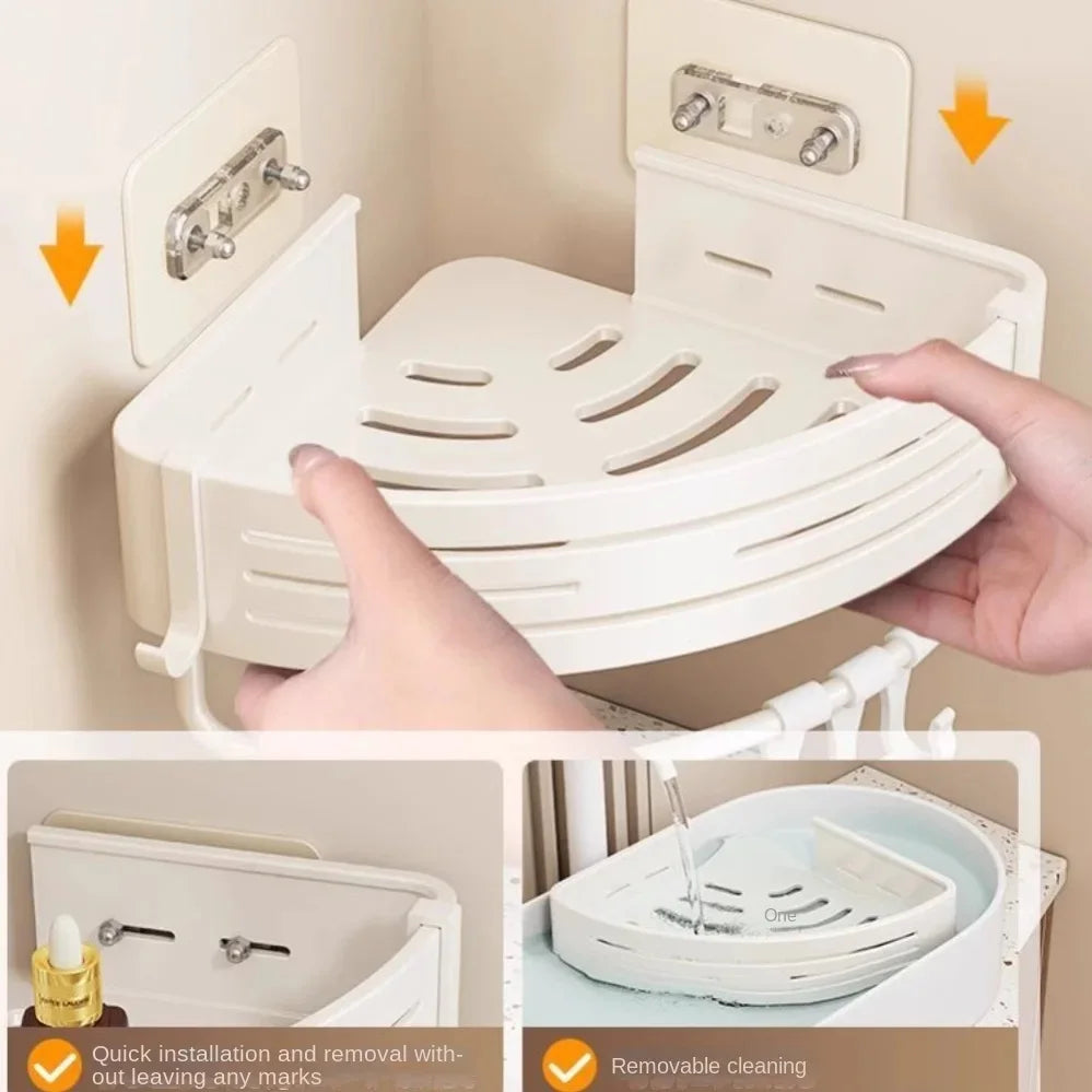 Étagère de rangement murale pour salle de bain, support d'angle mural pour salle de bain, organisateur de cuisine, étagère de rangement en aluminium blanc