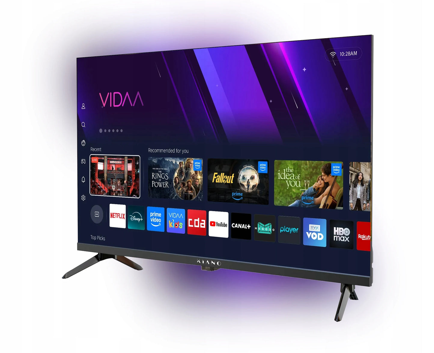 Téléviseur intelligent VIDAA avec interface streaming Netflix, Prime Video, YouTube et HBO Max, écran LED moderne
