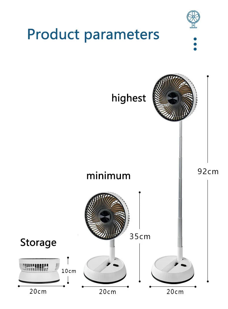 Ventilateur sur pied oscillant portable avec télécommande, ventilateur de bureau pliable, batterie aste, 62 piédestaux, camping