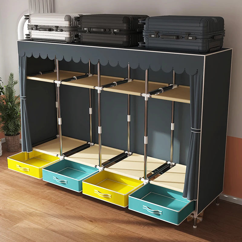 Grande armoire en tissu, organisateur de placard Portable, armoire de rangement multicouche anti-poussière pour salle de location ou chambre à coucher